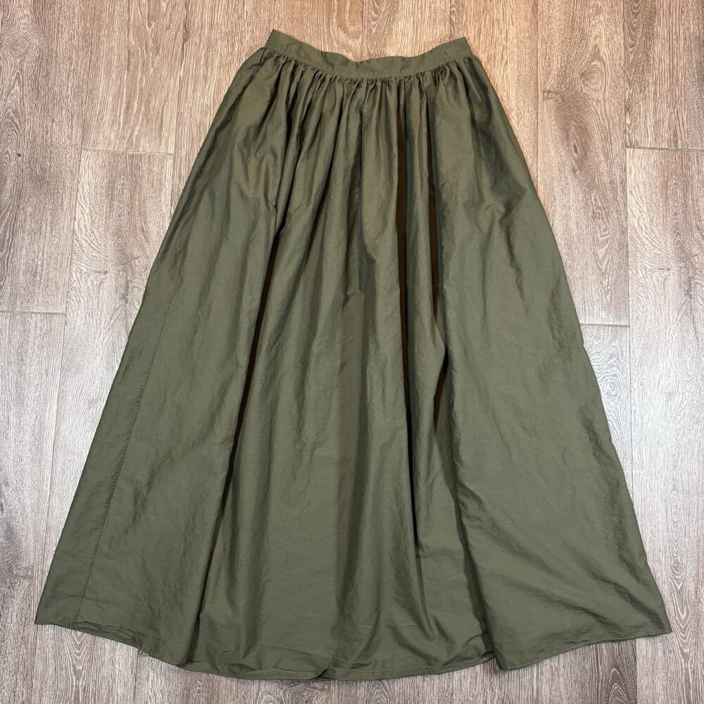 Matteau Women's Gathered Cotton Poplin Skirt With Pockets US 6 Long Maxi